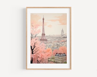 Paris Moderne Aquarelle Art Print Cadeau de voyage moderne pour cadeau de pendaison de crémaillère à la maison française contemporaine