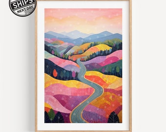 Blue Ridge Parkway Boone North Carolina Art Print Wall Decor Illustration Home Decor Housewarming Gift for