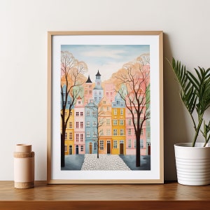 Viena Áustria Aquarela Arte Moderna Impressão Presente de Viagem Moderno para Casa Contemporânea Presente de Inauguração de Casa para
