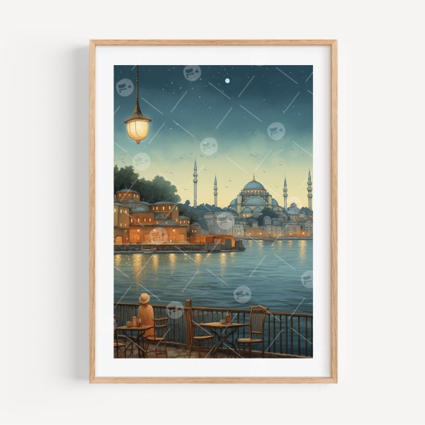 Istanbul Watercolor Trendy Wall Art Print Istanbul Watercolor Traveler Gift Istanbul Souvenir Travel Print Istanbul