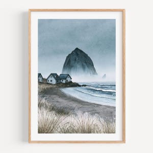 Art mural côtier Cannon Beach, impression meule de foin, roche de mauvaise humeur, Oregon