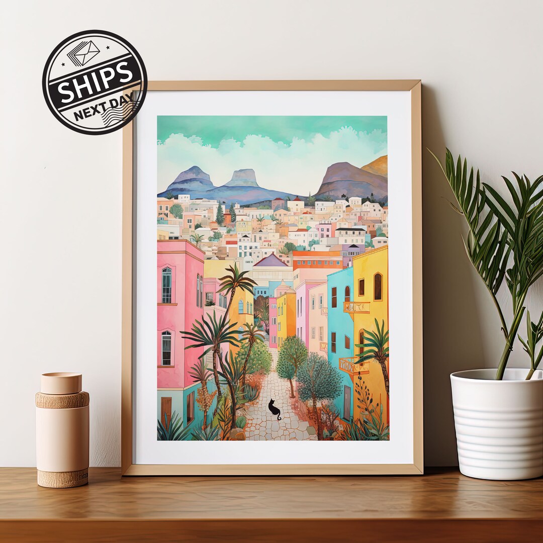 Cape Town Watercolor Art Print, South Africa Poster, Nature Art Print