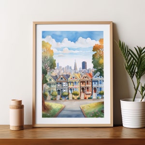 Arte de pared moderno y de moda de Alamo Square, San Francisco, Sausalito, foto, decoración del hogar, regalo de inauguración de la casa