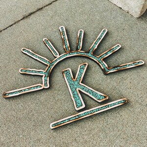 Turquoise Inlay Sign Stone Inlay Brand // Turquoise Stone Brand // Custom Brand Sign ...