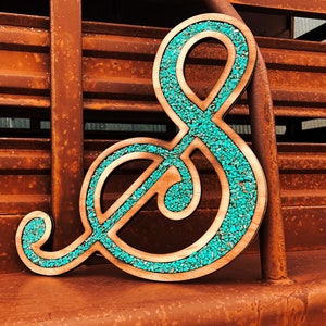 Turquoise Inlay Sign Stone Inlay Brand // Turquoise Stone Brand // Custom Brand Sign ...