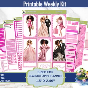 LA VIDA ROSA, Pegatinas imprimibles, Kit de pegatinas semanales, Pegatinas clásicas Happy Planner, Kit de pegatinas verticales, Cricut, Silhouette CHP113
