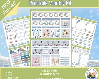 Winter Whispers Planner Stickers: January Monthly Kit (Digital Download)