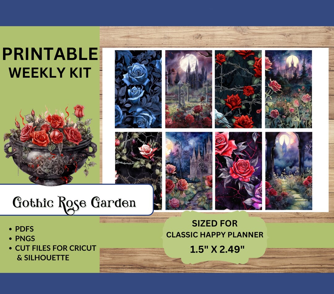 GOTHIC ROSE GARDEN Printable Planner Stickers Weekly Sticker - Etsy