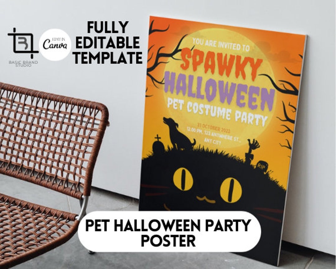 Dog Halloween Party Invitation Poster Pet Halloween Costume Etsy