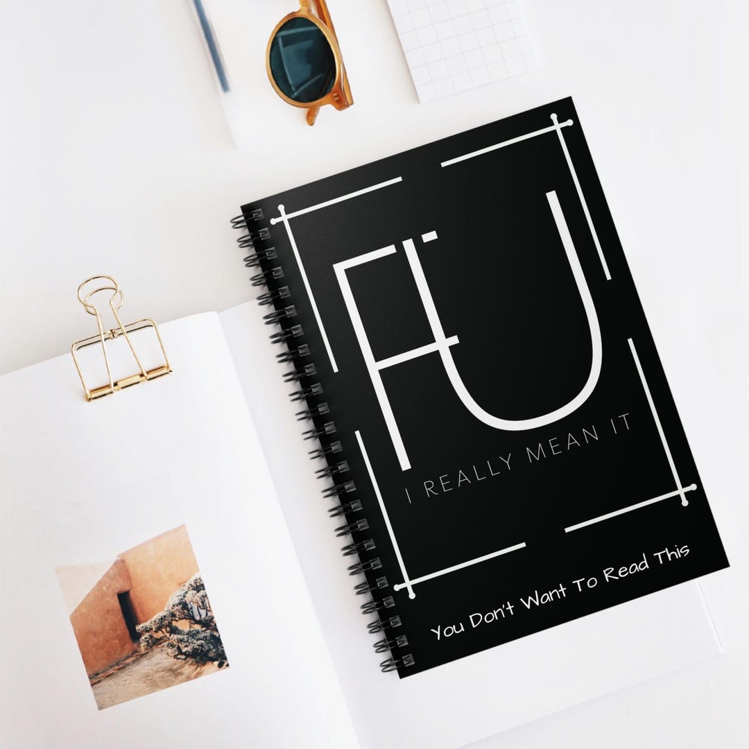 Fu Note FU Spiral Notebook, Angry Journal, Statement Notebook, Funny Notes, Gag ...