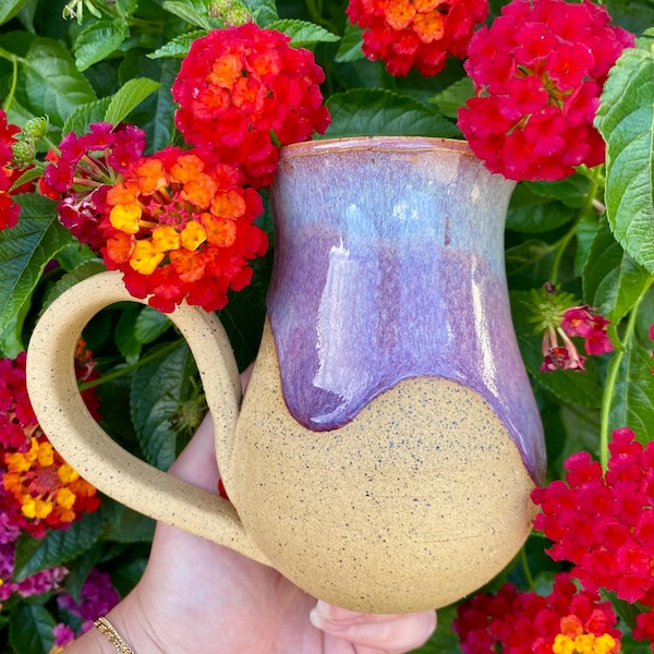Sunrise drip handmade ceramic mug, wheel thrown pottery