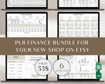 PLR Finance Bundle for Google Sheets, Excel Budget Tracker, DFY Digital Products, PLR New Shop on Etsy, Business Profit and Loss Templates