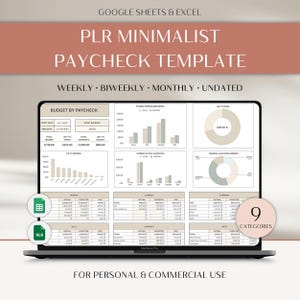 Planificador de presupuesto quincenal PLR, Presupuesto PLR por nómina en Google Sheets, Hoja de cálculo de presupuesto, Presupuesto en Excel, Google Sheets, Rastreador de gastos