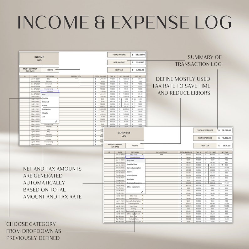 PLR 2024 Small Business Bookkeeping Spreadsheet for Google Sheets