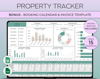 PLR Property Management, Airbnb Multi Rental Tracker, Short Term Rental Property Bookkeeping, Airbnb Spreadsheet, Monthly Rent Ledger Excel