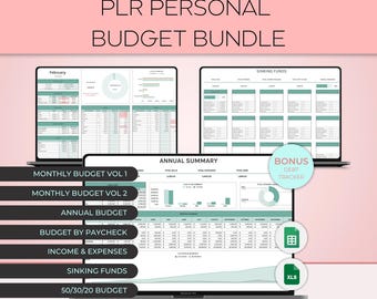 PLR Budget Bundle Beginner Budget System Debt Payoff Tracker ADHD-friendly Budget PLR Digital Products Budget Spreadsheet Personal Finance