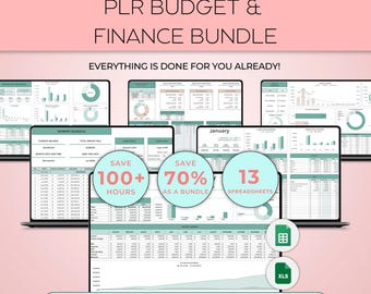 PLR Financial Planner Bundle Spreadsheets Small Business Tool PLR Digital Products Whole Shop Google Sheets Excel Budget Tracker Bookkeeping