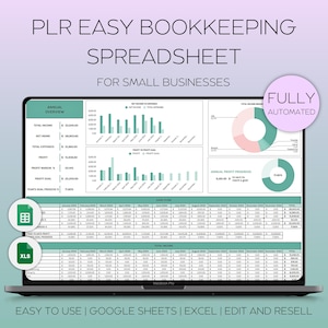 PLR  Small Business Easy Bookkeeping Spreadsheet, Business Tax, Google Sheet Bookkeeping, Accounting Ledger, Profit and Loss Template,