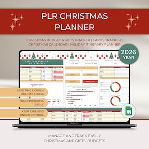 PLR Christmas 2026 Gift Tracker, Christmas Budget Tracker, Christmas Task To Do List, Fall Planner, Christmas Google Sheets, Holiday Planner