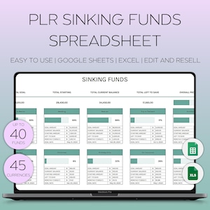PLR Sinking Funds Spreadsheet, Savings Challenge Planner, Money Savings Tracker for Excel, PLR Google Sheet Budget Excel, Financial Goals