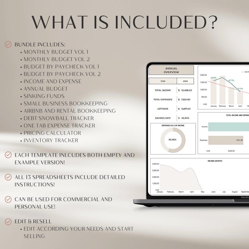 PLR Small Business Bundle Budget Spreadsheet Template Digital Products Done for You Etsy Business Resell Finance Tracker Bookkeeping Tracker bild 2