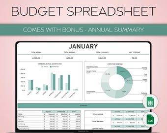 Modello di budget mensile semplice PLR, foglio di calcolo del budget della busta paga, modello di budget di Google Fogli, pianificatore di budget PLR Excel, entrate e uscite