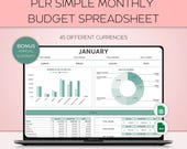 PLR Simple Monthly Budget Template, Paycheck Budget Spreadsheet, Google Sheets Budget Template, PLR Budget Planner Excel, Income and Expense