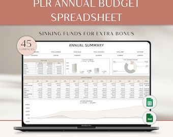 PLR Annual Budget Planner, Yearly Budget Google Sheets, PLR Digital Products, Monthly Budget Excel, PLR Sinking Funds, Resell Spreadsheet