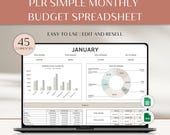 MRR Simple Monthly Budget Excel, Personal Budget Spreadsheet, Bill Tracker, PLR Income and Expenses, PLR Digital Products, Dfy, Expenses