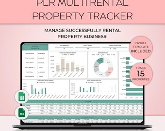 PLR Airbnb Multi Rental Tracker, Buchhaltung für Kurzzeitvermietungen, Gewinn- und Verlustrechnung, monatliche Mietübersicht (Excel), Immobilienverwaltung