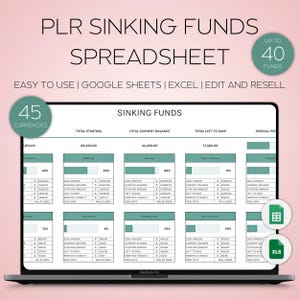 PLR Sinking Funds Spreadsheet, Savings Challenge Planner, Money Savings Tracker for Excel, PLR Google Sheet Budget Excel, Financial Goals