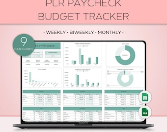 PLR Minimalist Paycheck Budget Template, Google Sheets Budget, Biweekly and Weekly Budget, Monthly Expenses Tracker, Weekly Budget Planner