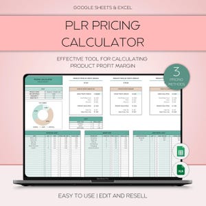 Plantilla de precios PLR para pequeñas empresas, Calculadora de precios (3 métodos), Hoja de cálculo de precios de productos, Calculadora de ganancias, Productos digitales PLR