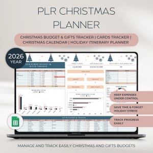 PLR Christmas 2026 Digital Planner, Christmas Gift Tracker, Holiday Planner, Xmas Card Tracker, Christmas Google Sheet, Fall Organizer To Do