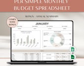 PLR Simple Monthly Budget Spreadsheet, PLR Personal Budget, Excel Budget, Expense Tracker, Google Sheets, Pastel Home Budget Planner Excel