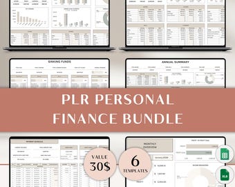 PLR Bundle, Monthly Budget Excel, PLR Resell Spreadsheets, Done for You, DFY Finance Tracker, Budget Planner, Personal Budgeting Templates