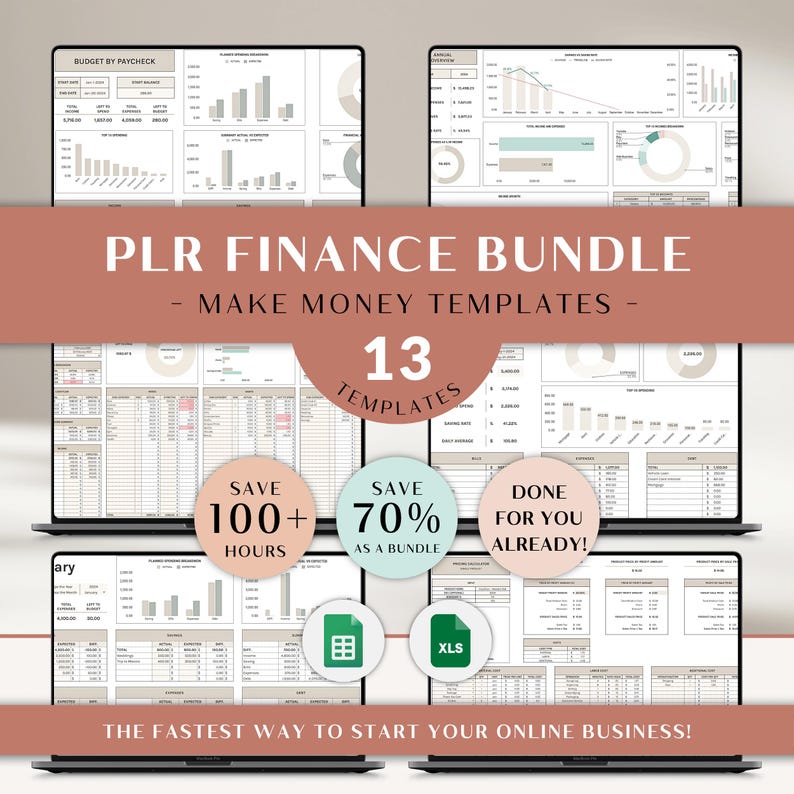 PLR Small Business Bundle Budget Spreadsheet Template Digital Products Done for You Etsy Business Resell Finance Tracker Bookkeeping Tracker bild 1