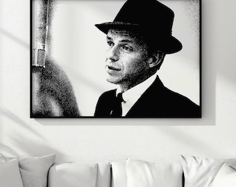 Frank Sinatra Poster, Vintage Sinatra Wall Art, B&W Sinatra Portrait, Jazz Legend Poster, Music room decor Instant Download, High Res. Print