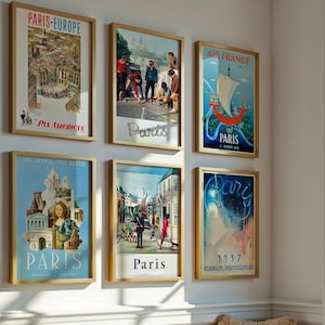 Pósters vintage raros de París, 8 descargas digitales, arte retro francés de los años 60, arte mural de París, regalo de viaje a Francia, regalo para el hogar parisino, láminas de París