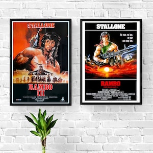 Poster del film Rambo, set da 10, poster digitali ad alta risoluzione 300 DPI, Silverster Stallone, arte murale, poster di Stallone, download immediato, film cult