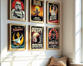 Star Wars Propaganda Poster Set of 6, Rebel Alliance & Empire Art, 300DPI (Digital Download)