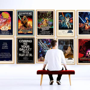 Star Wars Poster-Bundle | Vintage Star Wars Drucke | Sci-Fi Wandkunst | Druckbare Filmposter | Digitaler Download | Set mit 10 hochauflösenden Postern.