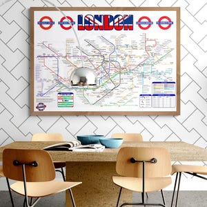 Mapa del metro de Londres 2024: Arte ferroviario en alta resolución (descarga instantánea)