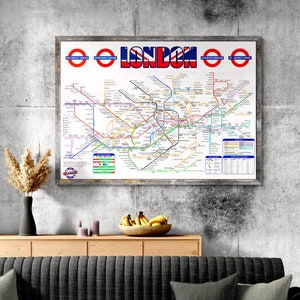 London Underground Tube Map 2024, London Railway, Super Hi Res. A5 tot A1 300 dpi, afdrukbare poster, direct downloaden