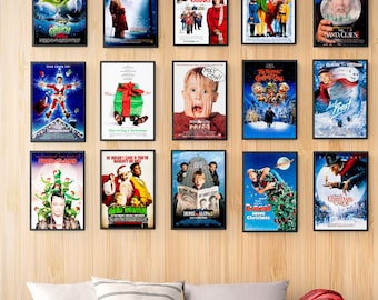 Christmas Movie Poster Set of 15, Holiday Film Prints, 300 DPI, Digital Download