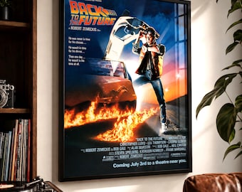 Back to the Future Retro Movie Poster, 80s Sci-Fi Art (4:5 Digital Download)