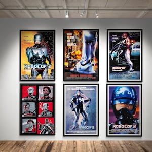 Plakaty filmowe Robocop, wydruki vintage Robocop, sztuka ścienna retro, plakaty Robocop, pobieranie cyfrowe, film vintage o robotach, dekoracja ścienna, 300 DPI