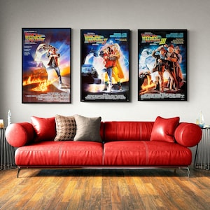 Conjunto de 6 pôsteres digitais de De Volta para o Futuro, pôsteres de filmes antigos, impressões de filmes, arte de parede, alta resolução, pôsteres remasterizados 300 DPI