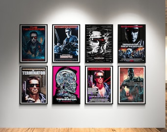 Lot de 8 affiches de film Terminator, lot de 8 affiches haute résolution 300 ppp, affiches numériques remasterisées, affiches imprimables - téléchargement immédiat