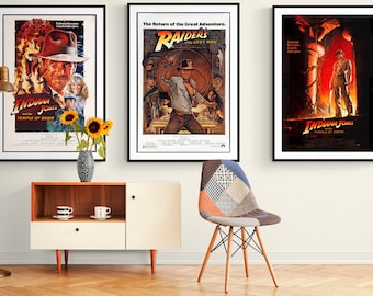Vintage Indiana Jones Movie Poster Set: Hi-Res Printable Bundle (Digital Download)